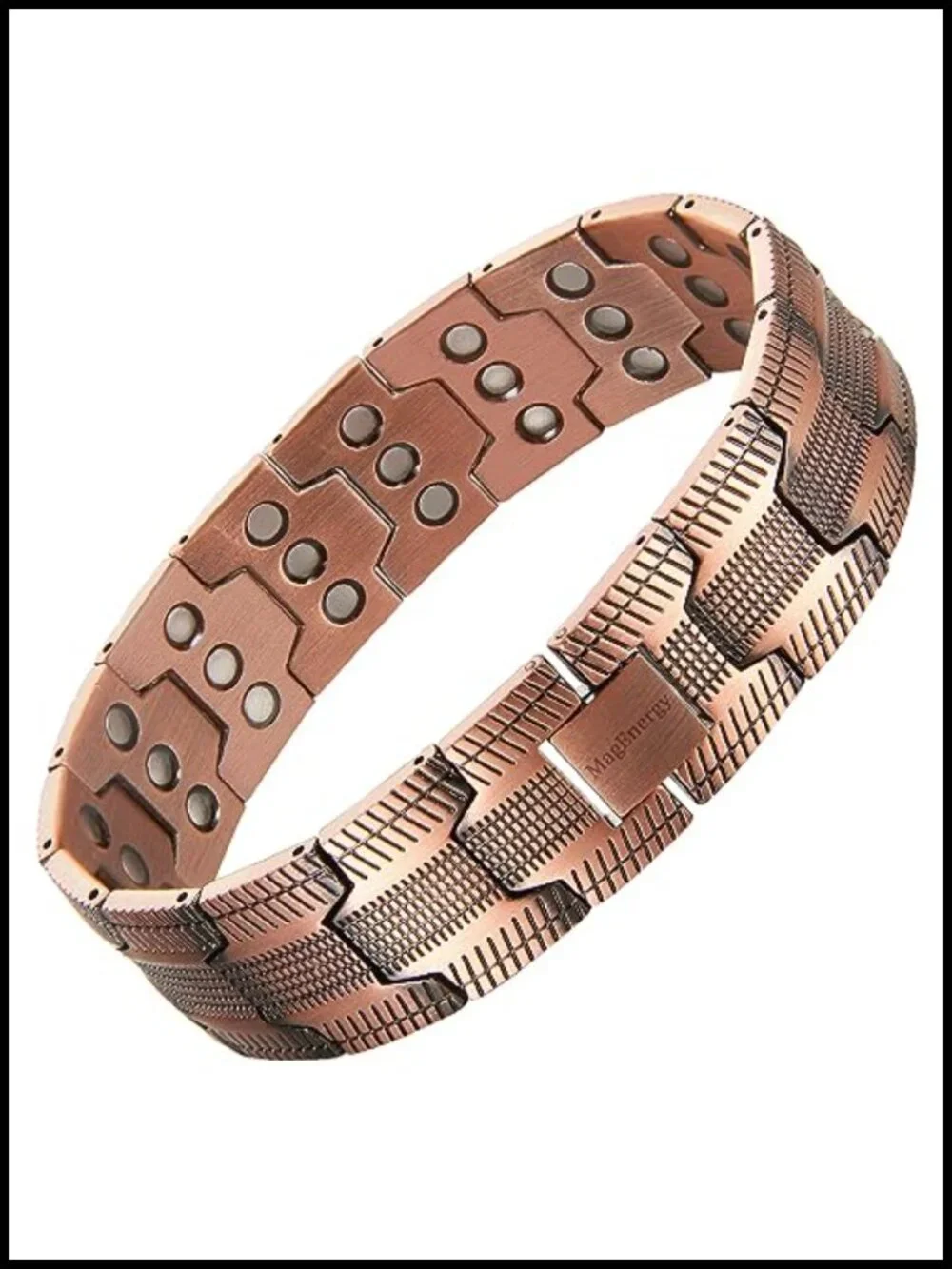 Pure Copper Magnetic Bracelet, 3-Row Magnet Design, Ultra Strength, Adjustable